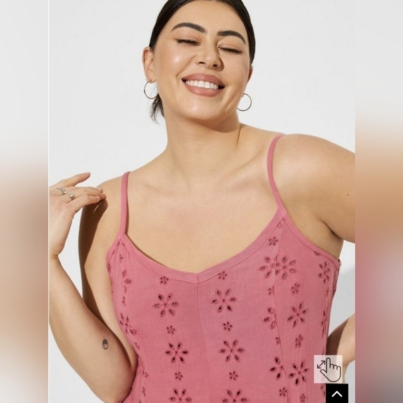 New Torrid Maxi Challis Trapeze Eyelet Dress Size L / 12 - Picture 2 of 6